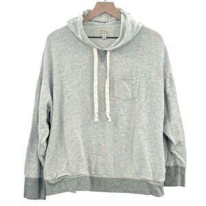 J. Crew Vintage Fleece Hoodie Cotton Terry Relaxed Fit Heather Pebble Gray | L